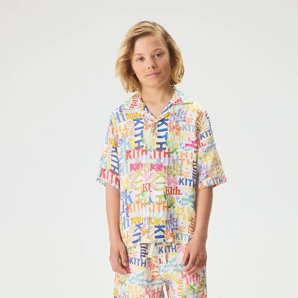 Kith Kids Thompson Camp Sketched Monogram Shirt - Silk