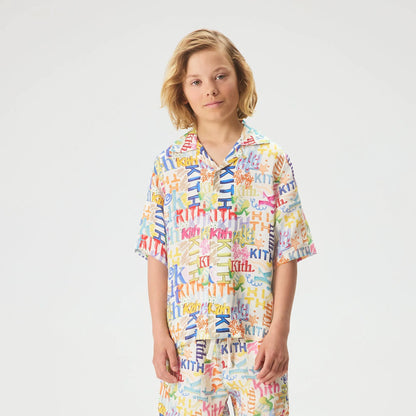 Kith Kids Thompson Camp Sketched Monogram Shirt - Silk