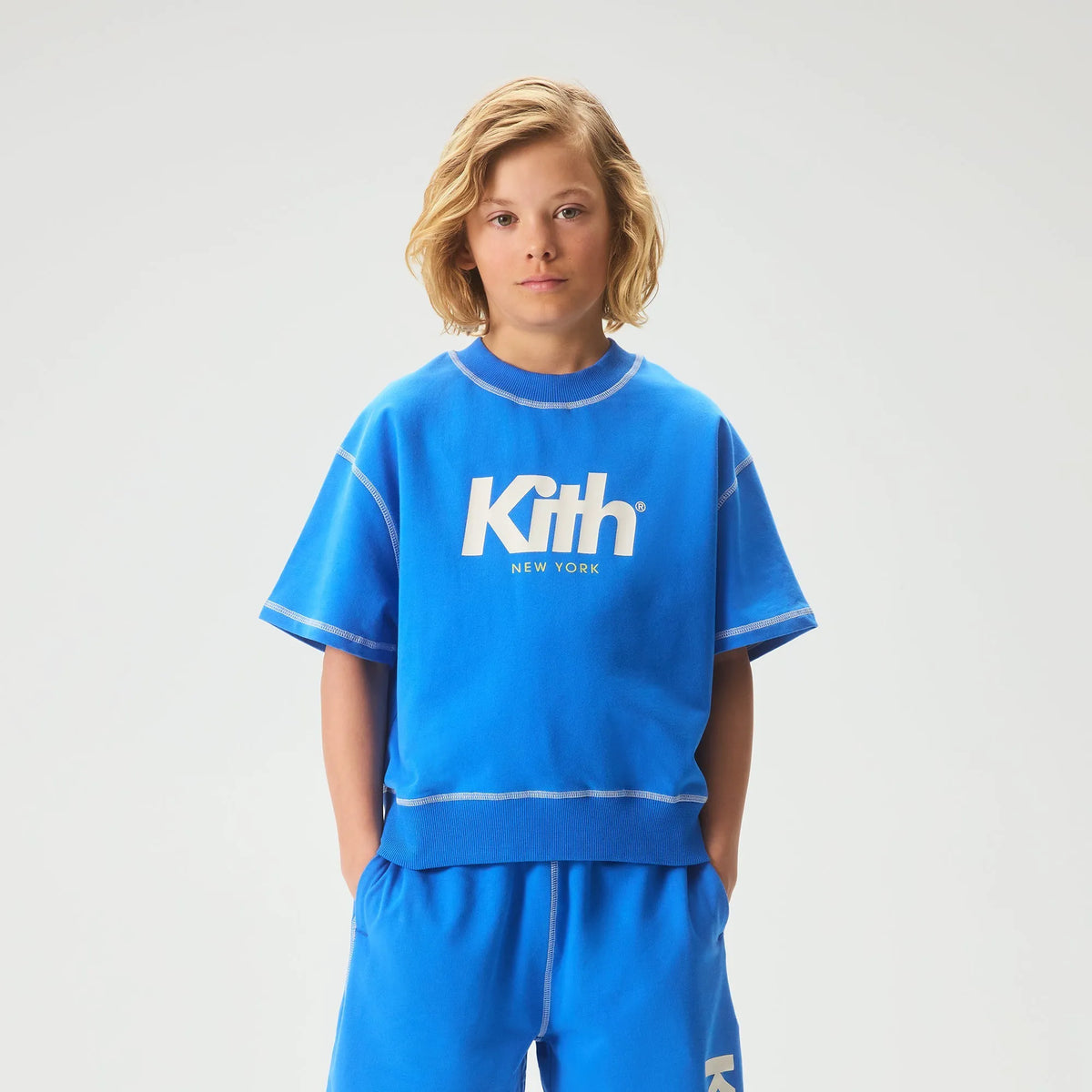 Kith Kids Short Sleeve Nelson Crewneck - Cobalt