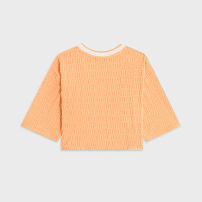 Kith Kids Textured Monogram Fei Cropped Tee - Sorbet