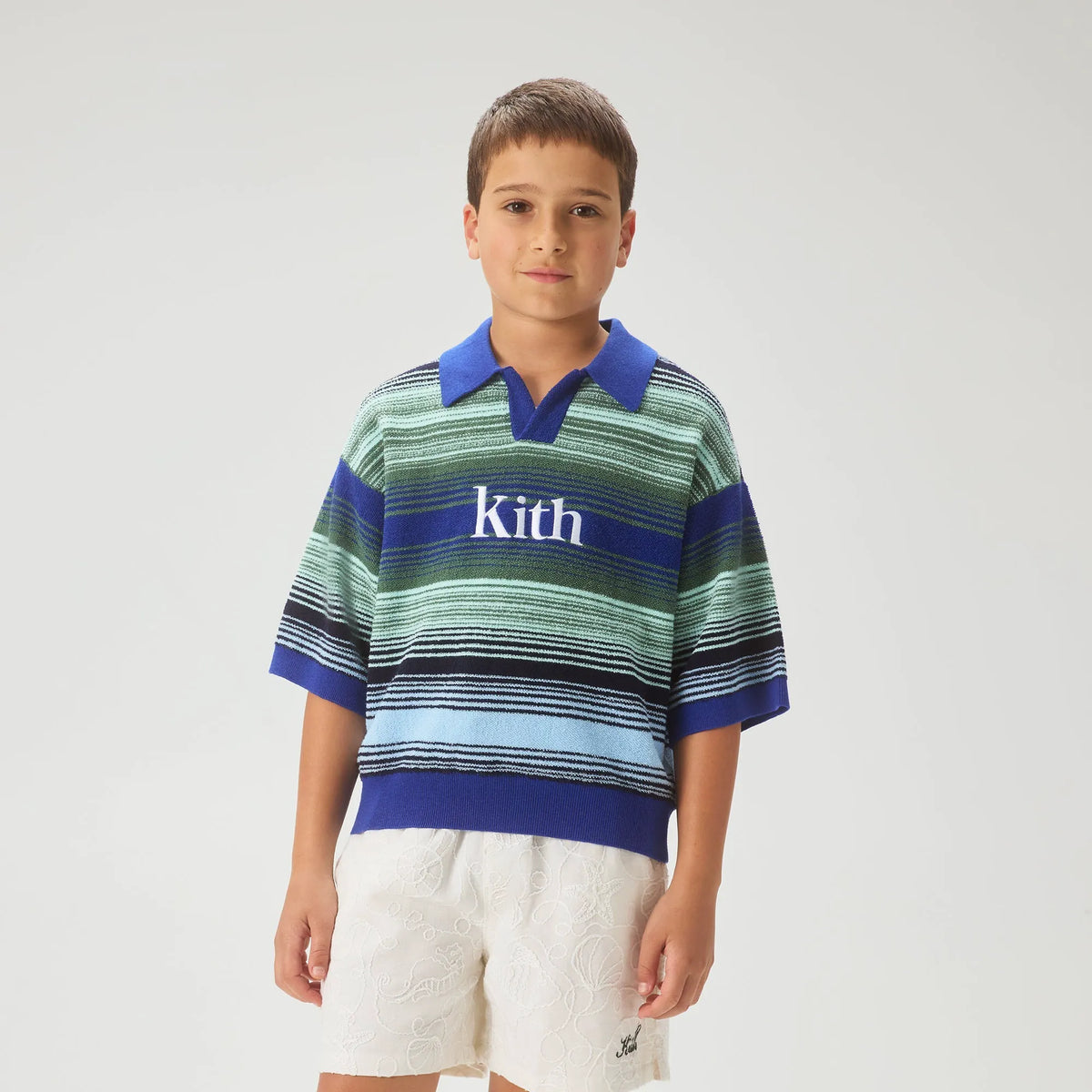 Kith Kids Striped Nelson Short Sleeve - Celeste