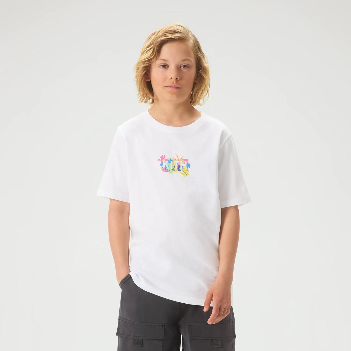 Kith Kids Abstract Tropical Classic Logo Graphic Tee - White