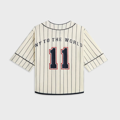Kith Kids Pinstripe Baseball Shirt - Silk