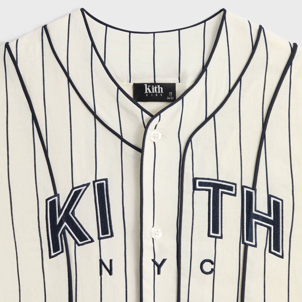Kith Kids Pinstripe Baseball Shirt - Silk