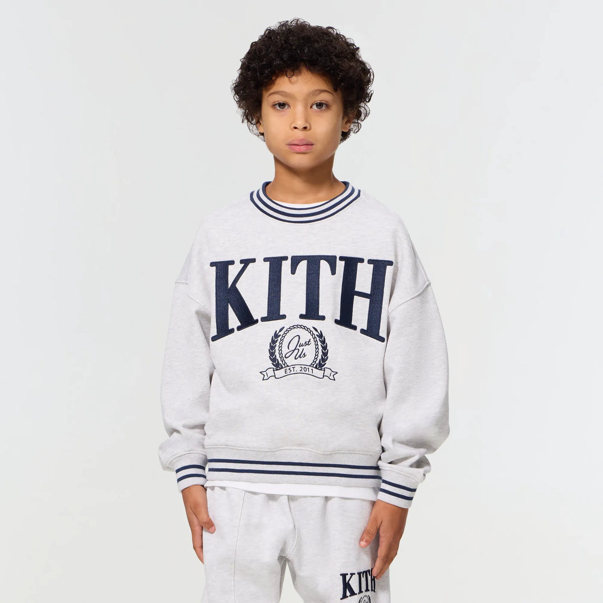 Kith Kids Collegiate Nelson Crewneck - Light Heather Grey