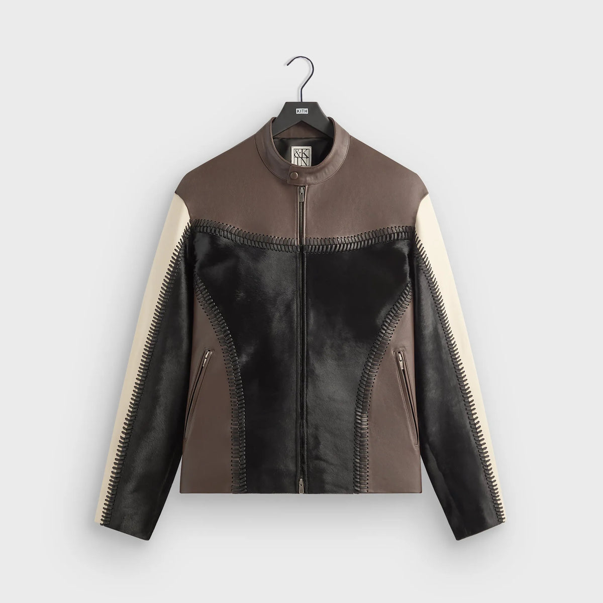 &Kin Combo Leather Avari Moto Jacket - Hickory