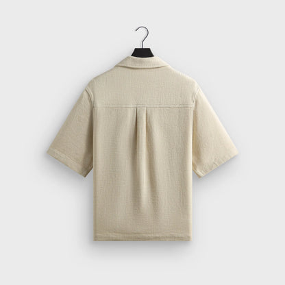 Kith Soft Woven Cropped Beckham Camp Collar Shirt - Waffle