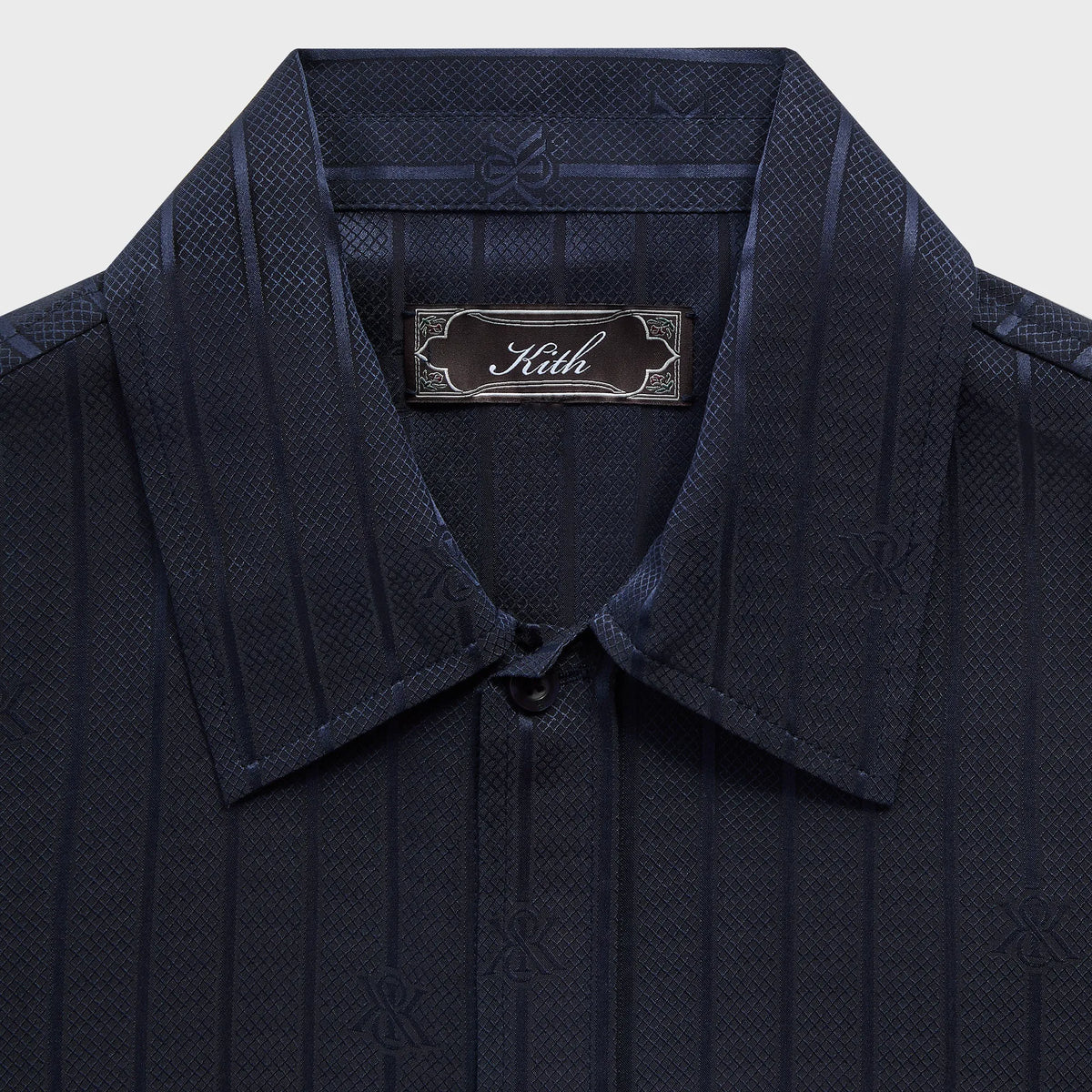 Kith Crest Logo Long Sleeve Boxy Collared Overshirt - Nocturnal