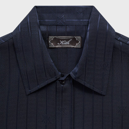 Kith Crest Logo Long Sleeve Boxy Collared Overshirt - Nocturnal