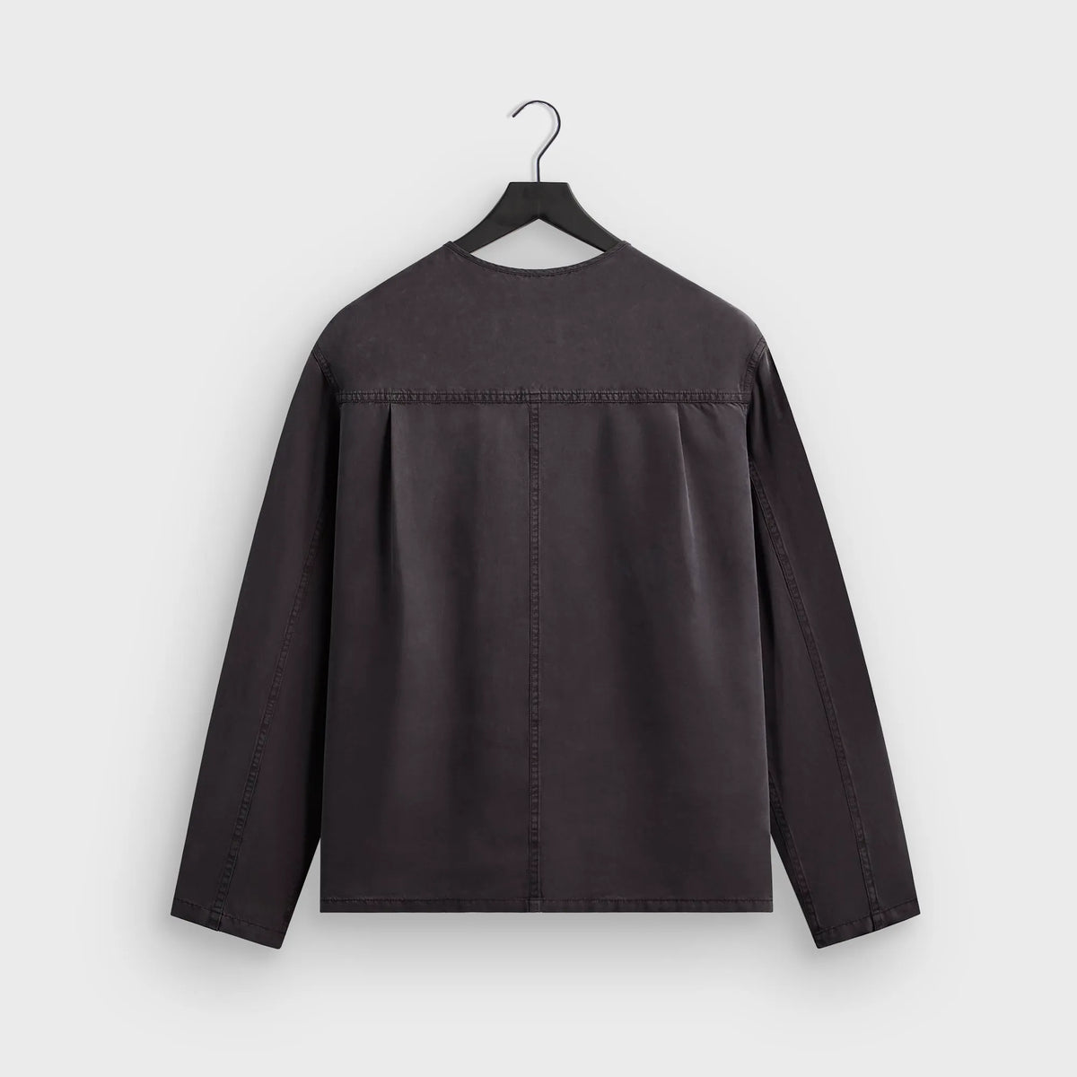 &Kin Garment Dyed Silk Collarless Yardley Shirt - Phantom Grey