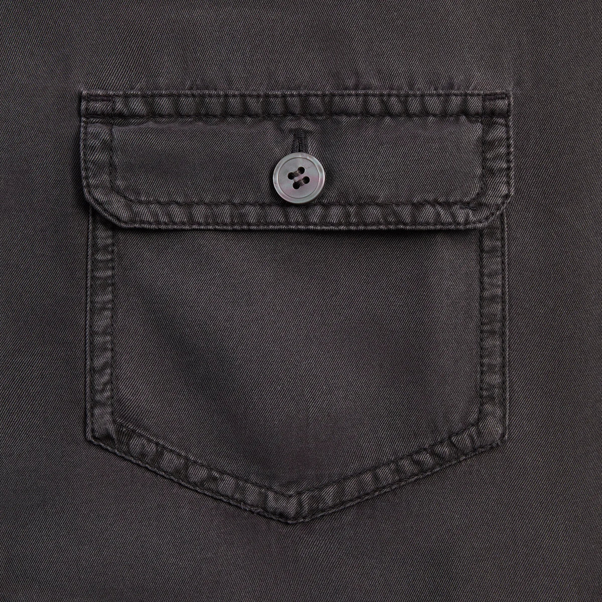 &Kin Garment Dyed Silk Collarless Yardley Shirt - Phantom Grey
