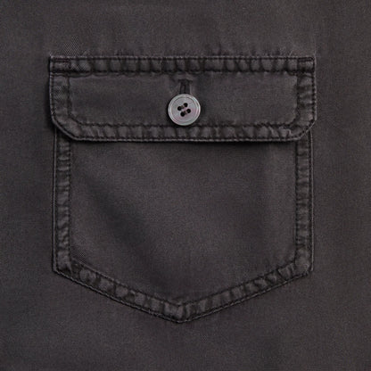 &Kin Garment Dyed Silk Collarless Yardley Shirt - Phantom Grey