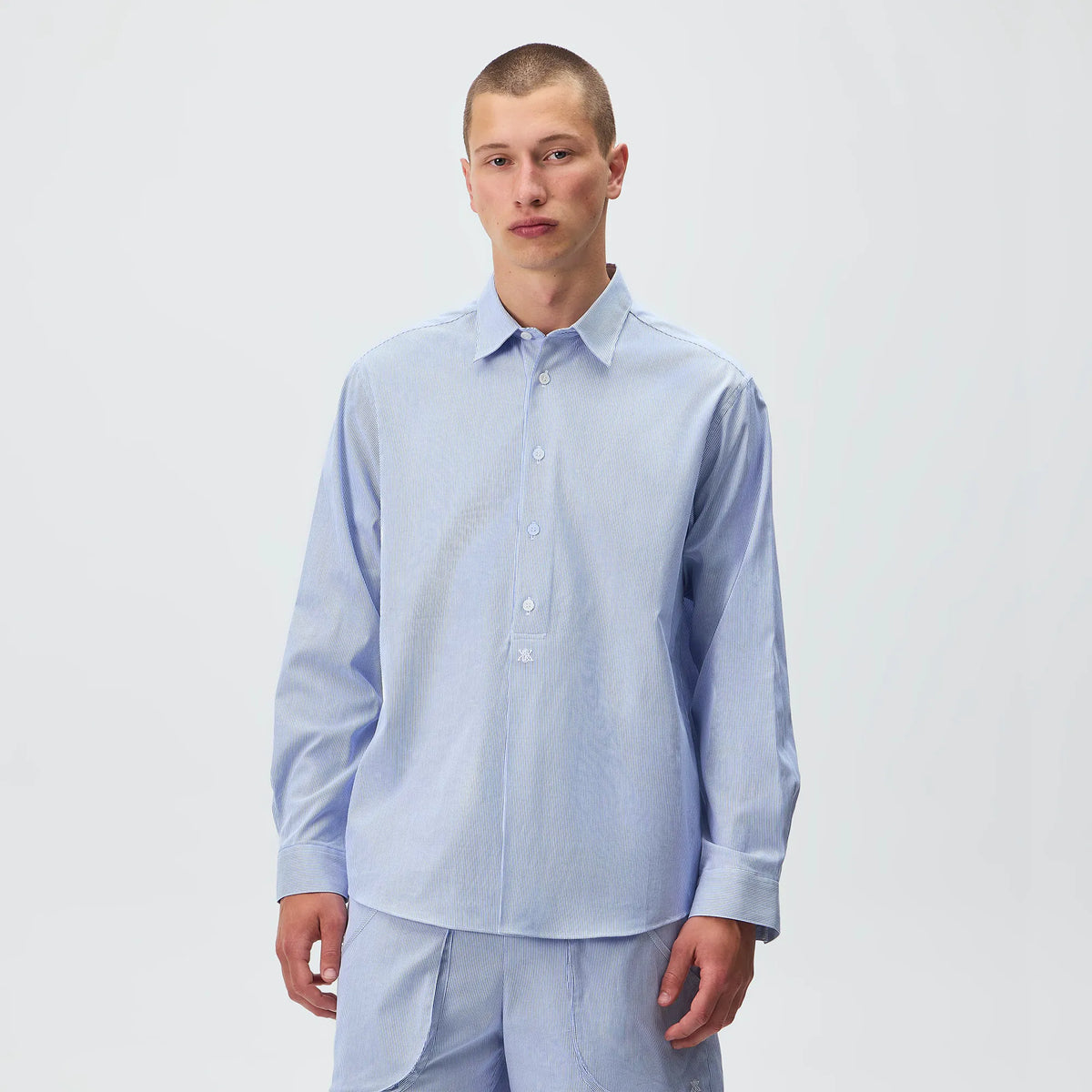 Kith Textured Microstripe Ian Popover Shirt - Marina