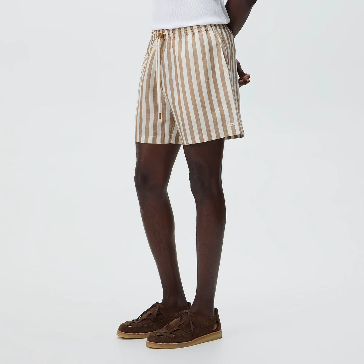 Kith Spun Silk Linen Stripe Kellen Short - Chai