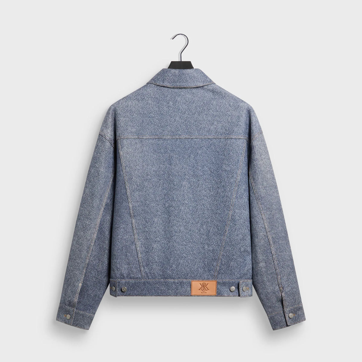 Kith Leather Denim Dario Trucker Jacket - Mid Indigo