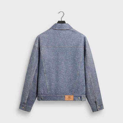 Kith Leather Denim Dario Trucker Jacket - Mid Indigo