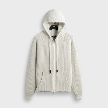 Kith Full Zip Knit Miles Hoodie - Light Heather Grey