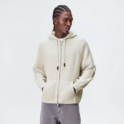 Kith Full Zip Knit Miles Hoodie - Light Heather Grey