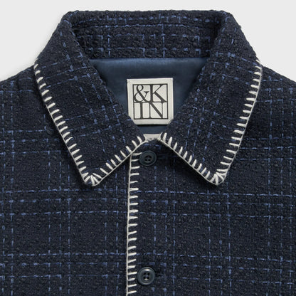 &Kin Tweed Boxy Collared Overshirt - Nocturnal