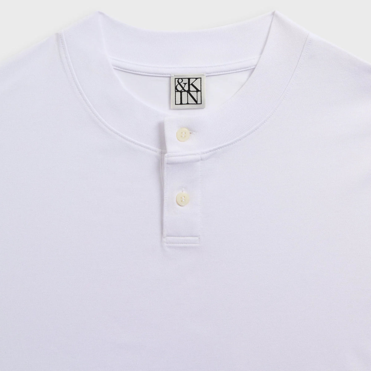 &Kin Albie Henley Tee - White