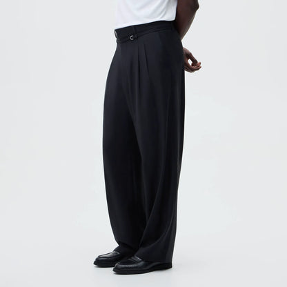 &Kin Tropical Wool Eli Pleated Trouser - Black