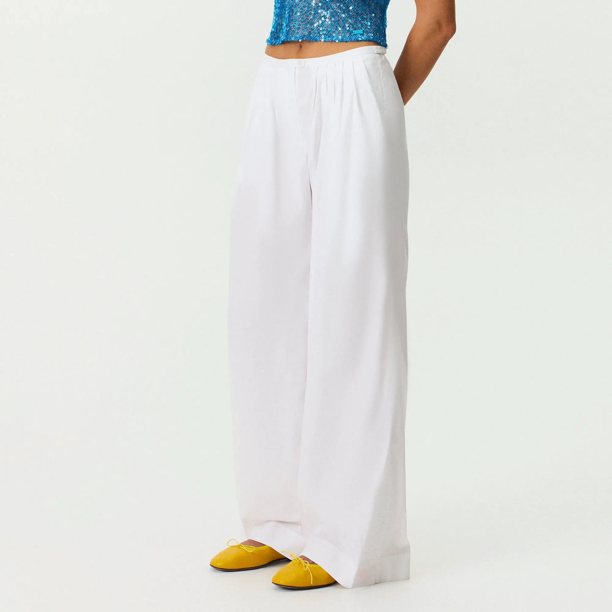 Kith Women Tahli Poplin Pleated Wide Pant - White