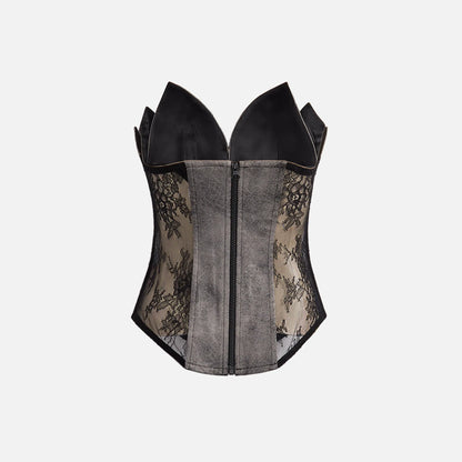 Kim Shui Washed Pleather Bustier - Grey