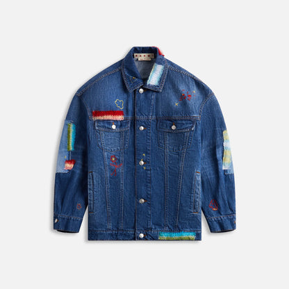Marni Stone Washed Jacket with Mohair - Iris Blue