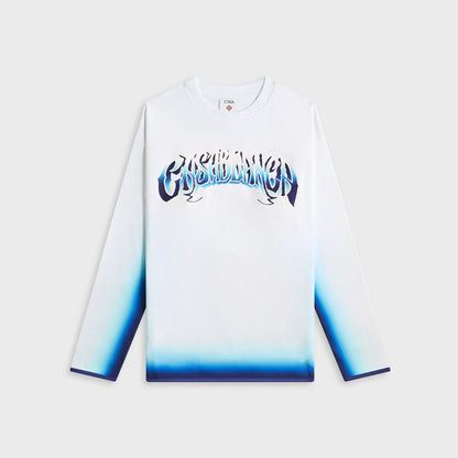 Casablanca Spray Dye Gradient Faded Logo Long Sleeve Tee - Blue Fade