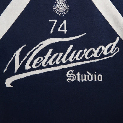 Metalwood Knit Football Top - Navy