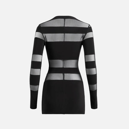 Norma Kamali Spliced Long Sleeve Pickleball Dress - Black