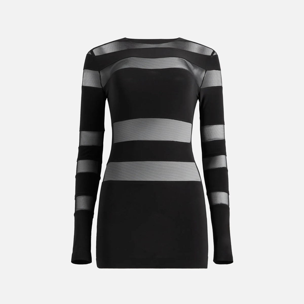 Norma Kamali Spliced Long Sleeve Pickleball Dress - Black