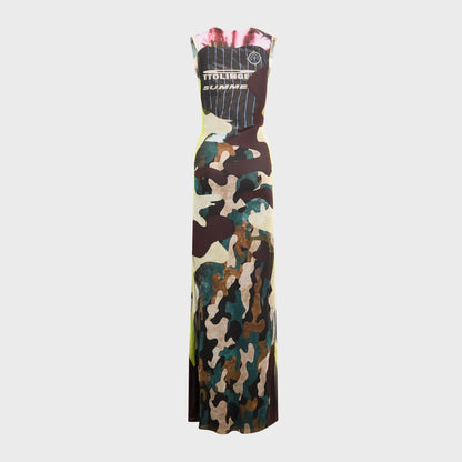 Ottolinger Mesh Maxi Gown - Morph Camo