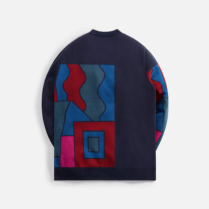 by Parra Blocked Landscape Knitted Pullover - Navy / Multi