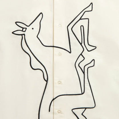 by Parra Vertical Horse Short Sleeve Shirt - Off White