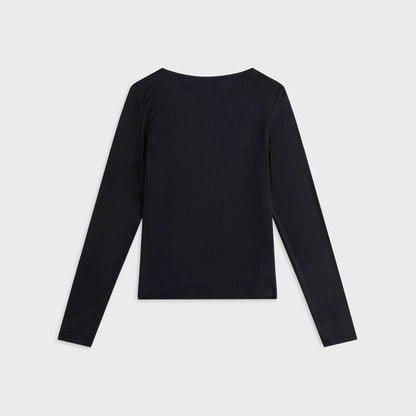 Peachy Den Kylie Long Sleeve Top - Black