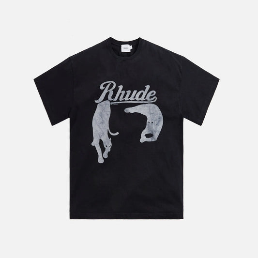 Rhude Black Cat Tee - Vintage Black