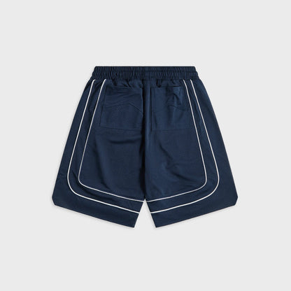 Rhude Baggy Collegiate Logo Short - Navy / Cream