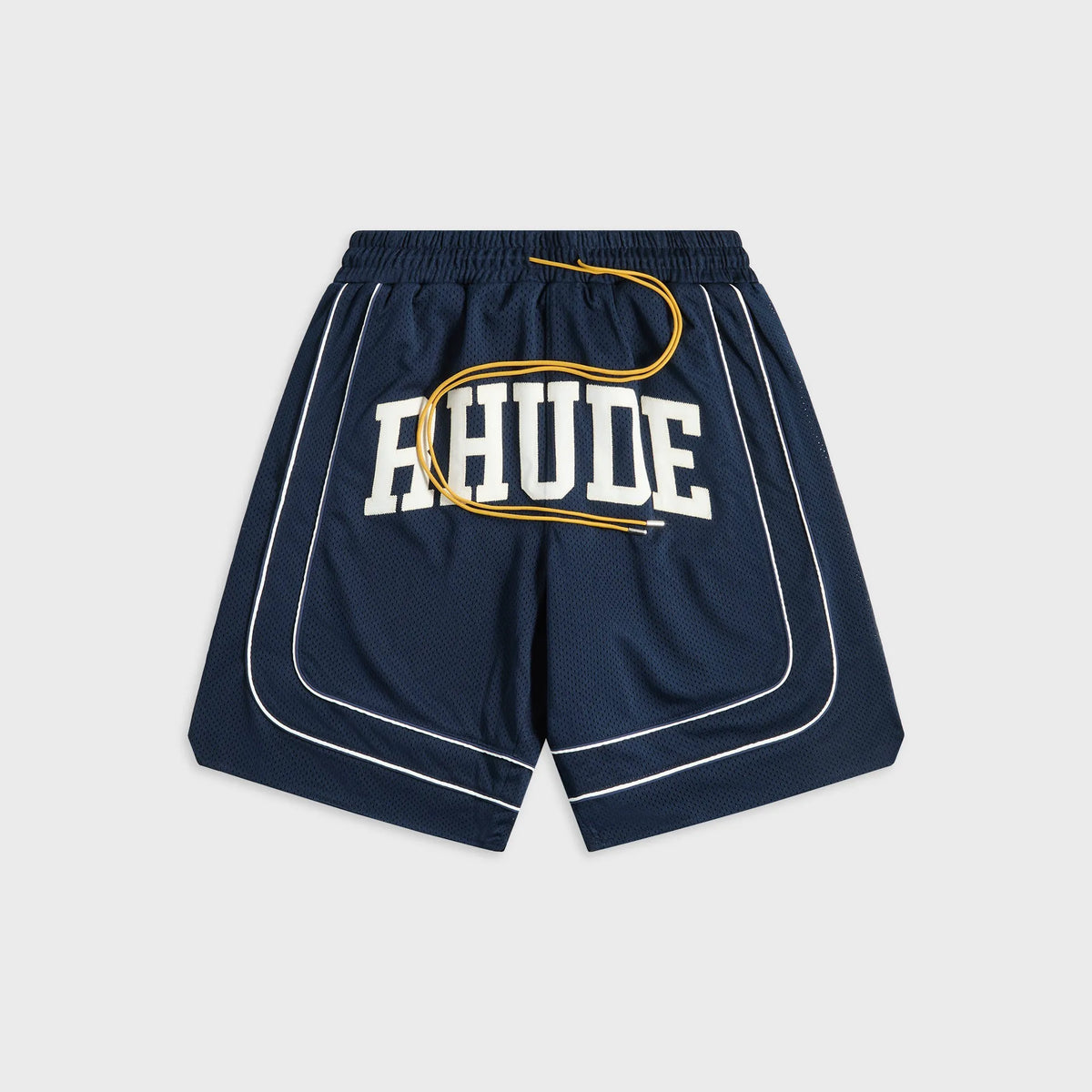 Rhude Baggy Collegiate Logo Short - Navy / Cream