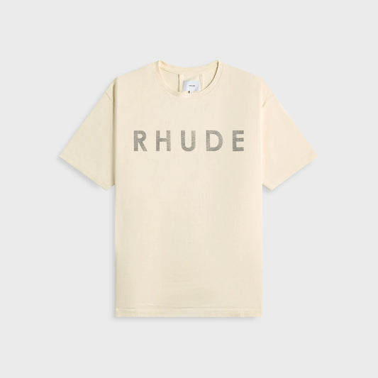 Rhude Distressed Logo Tee - Vintage White