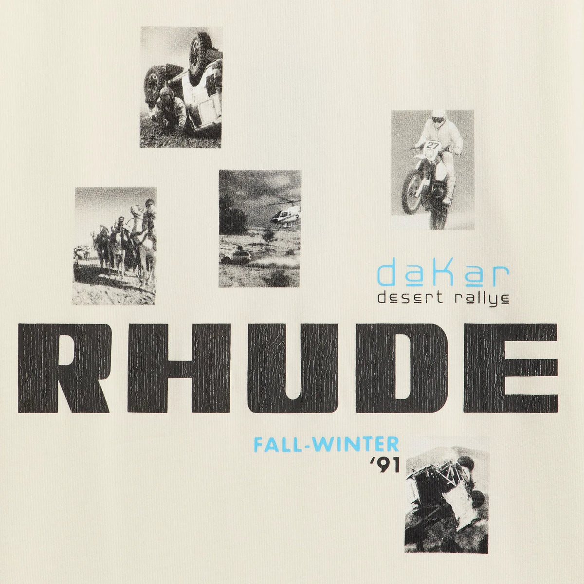 Rhude Winter 91 Rallye Tee - Vintage White / Vintage Black