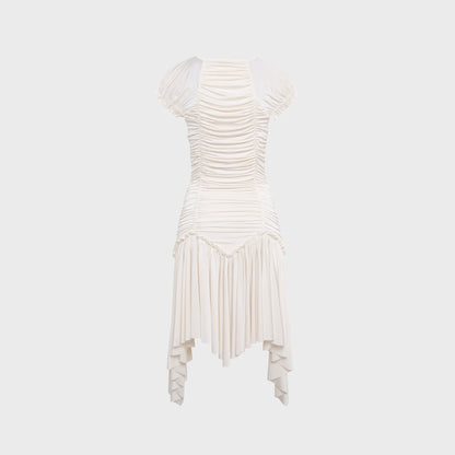 Siedres Penelope Ruched Asymmetric Jersey Dress - Ecru