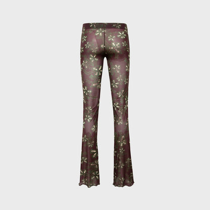 Siedres Dania Sheer Printed Drawstring Mesh Pant - Multi