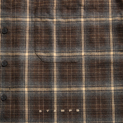 Stampd Oversized Plaid Button-Down Shirt - Brown Plaid