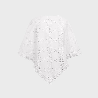 Sandy Liang Soba Poncho Top - White