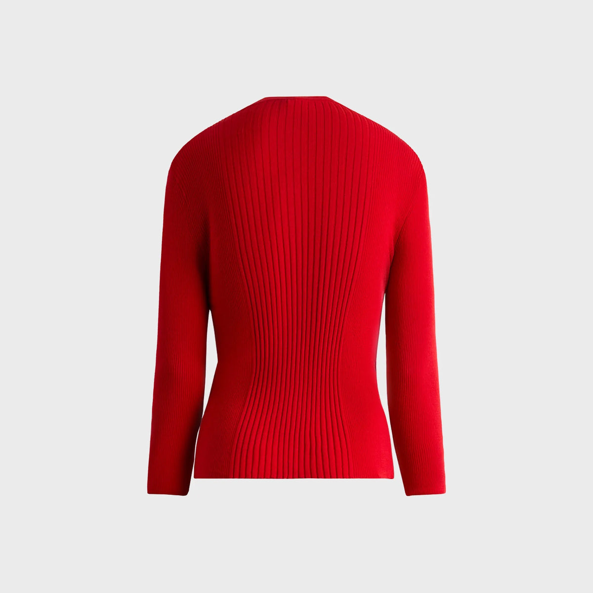 Second Skin Light Weight Vary Rib Knit Cardigan - Red