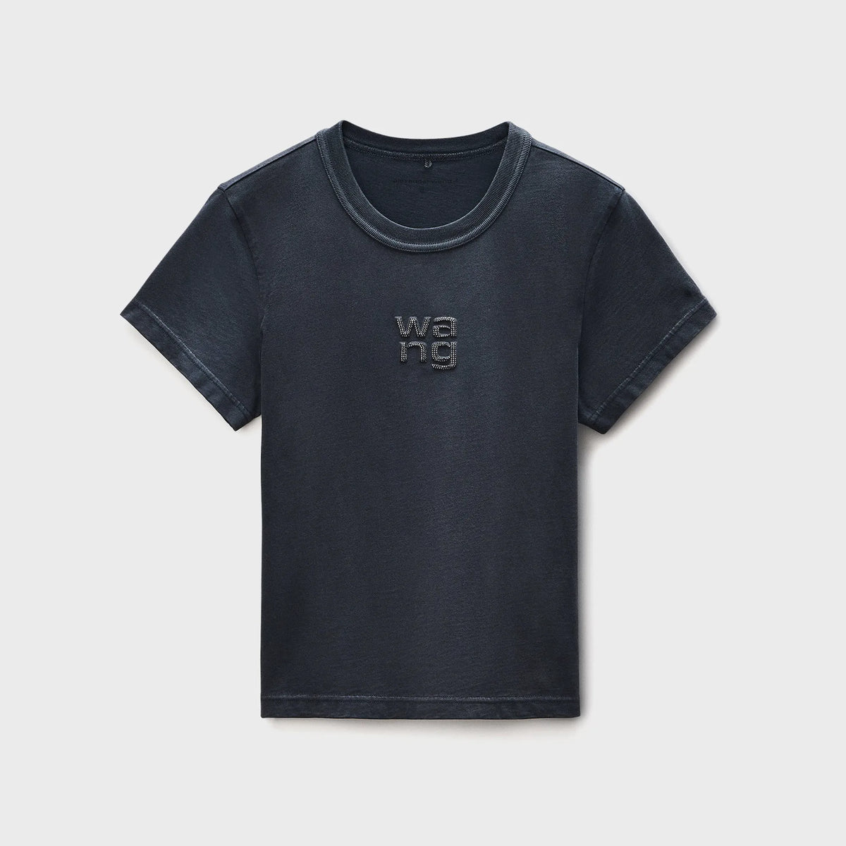 Alexander Wang Shrunken Tee with Hotfix Logo - Black