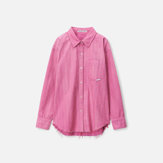 Alexander Wang Boyfriend Shirt with Raw Hem - Joker Pink
