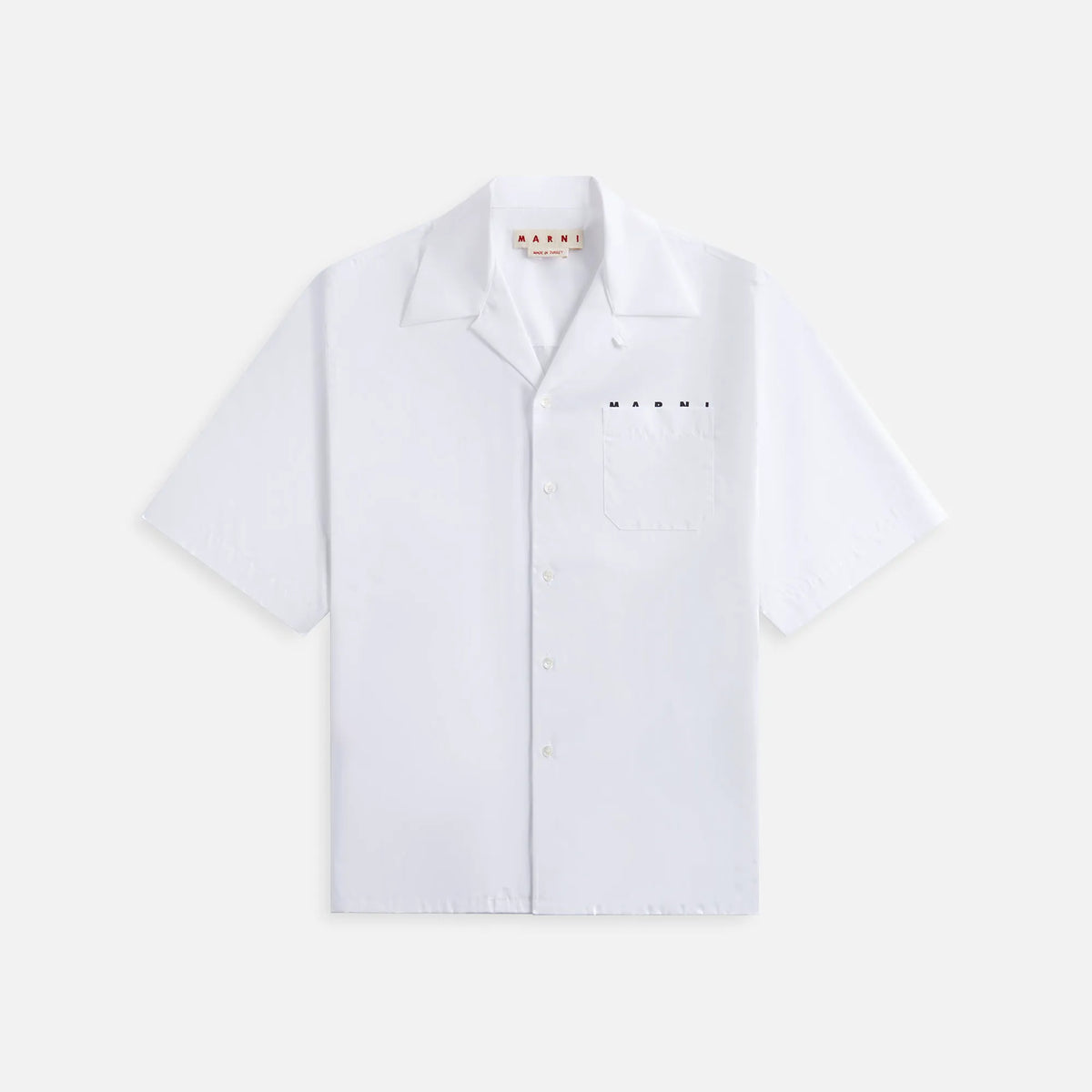 Marni Logo Organic Poplin Shirt with Peeping Marni Logo - Lily White