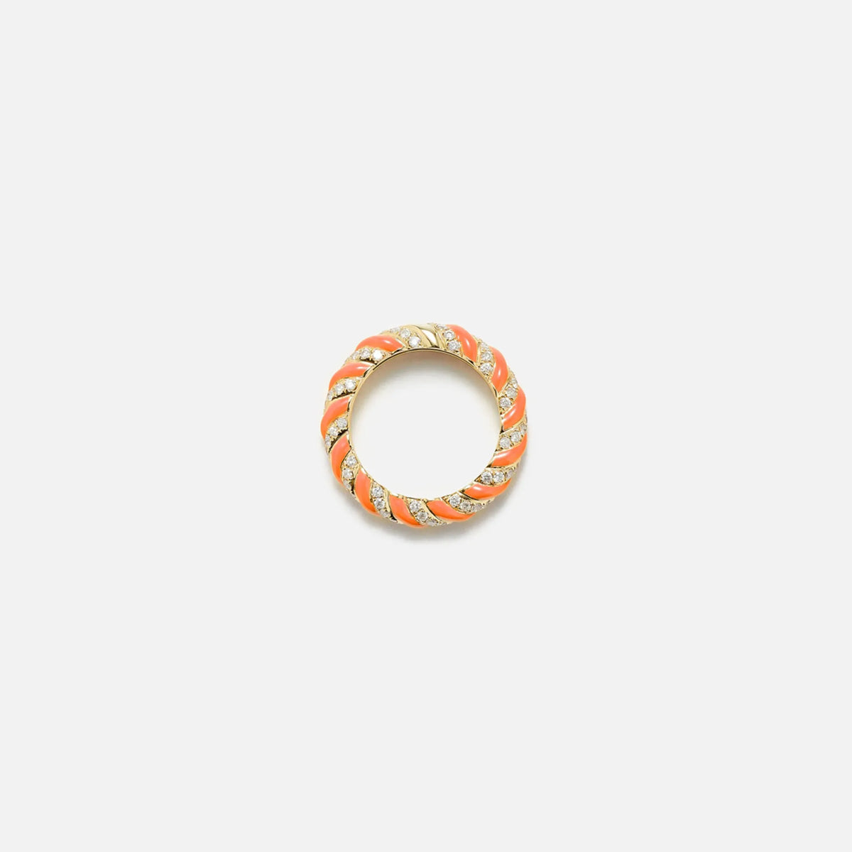 Yvonne Leon Diamond Torsade Twist Ring - Yellow Gold / Orange